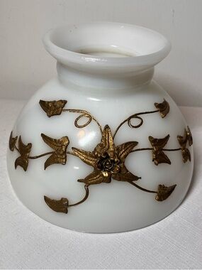 Carl Falkenstein Hollywood Regency Milk Glass Hurricane Lamp Shade 
MCM Antique